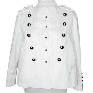 TwinSet Majorette Band Parade Military White Embellished Denim Jacket Sz M